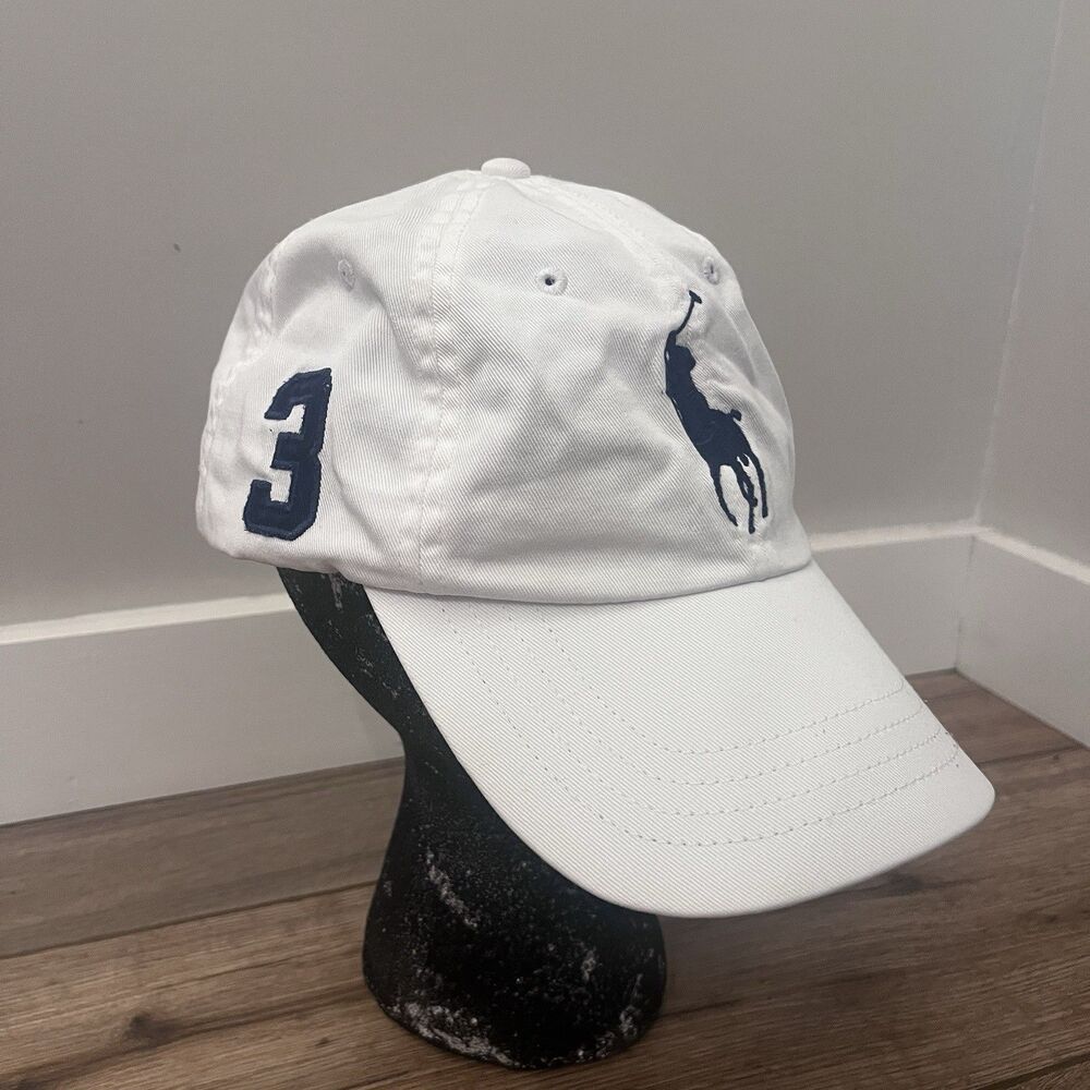 Polo Ralph Lauren Big Pony MCMLXVII #3 White Adjustable Strapback Cap hat